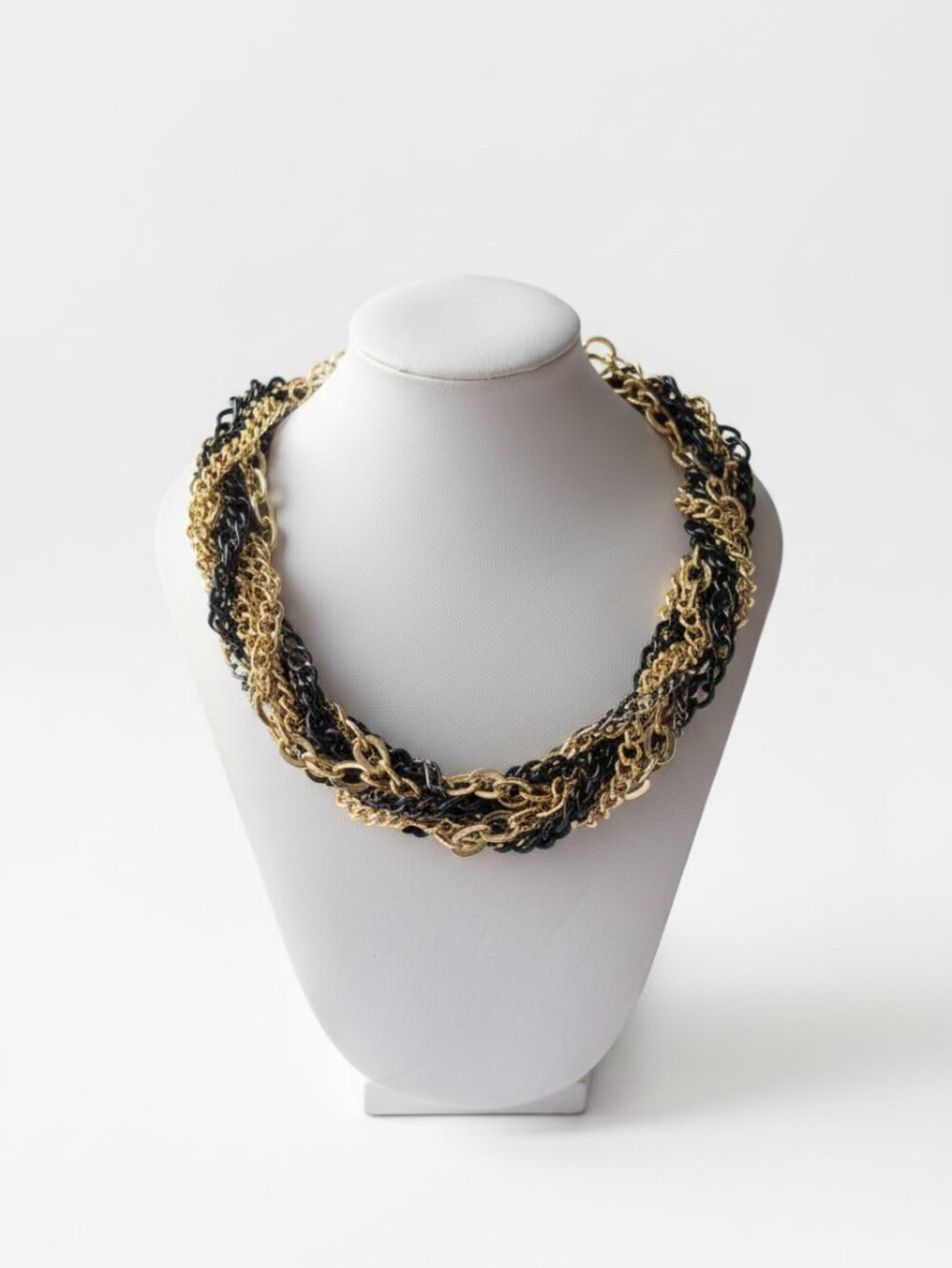 Midnight & Gold — Chunky Twisted Chain Statement Necklace